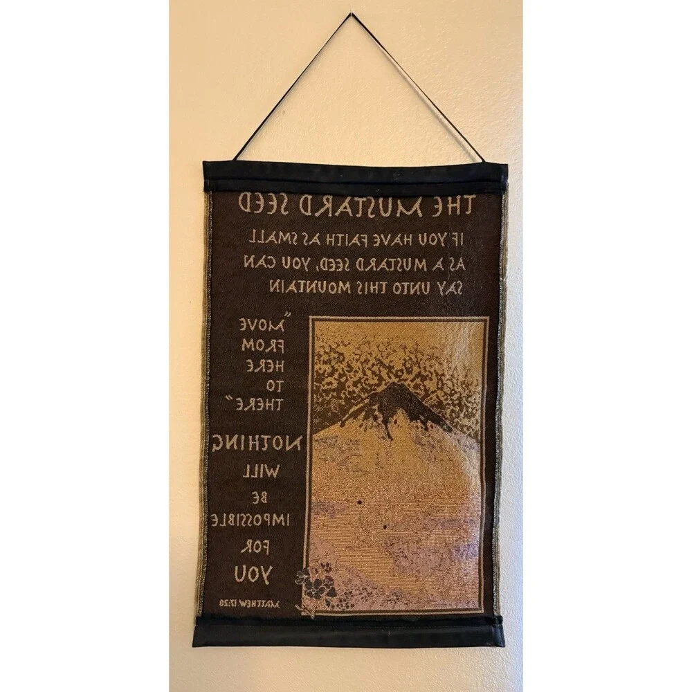 Mustard Seed Inspirational Wall Hanging Tapestry Scroll 26